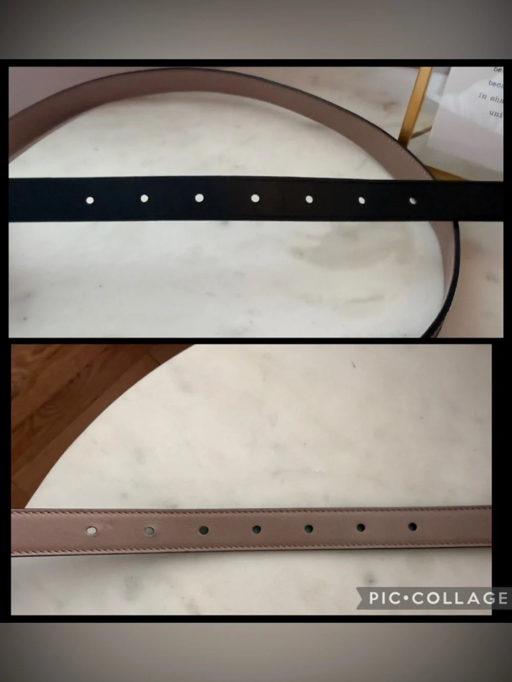 Authentic Gucci GG Marmont Reversible Thin Leather Belt, Black/Pink 90 - Picture 10 of 14